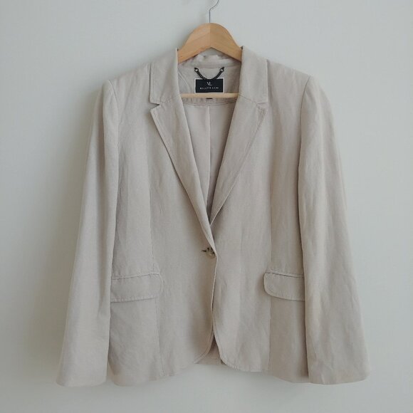 Melanie Lyne linen blend blazer jacket size 8 neutral oatmeal tan cream - Picture 1 of 16